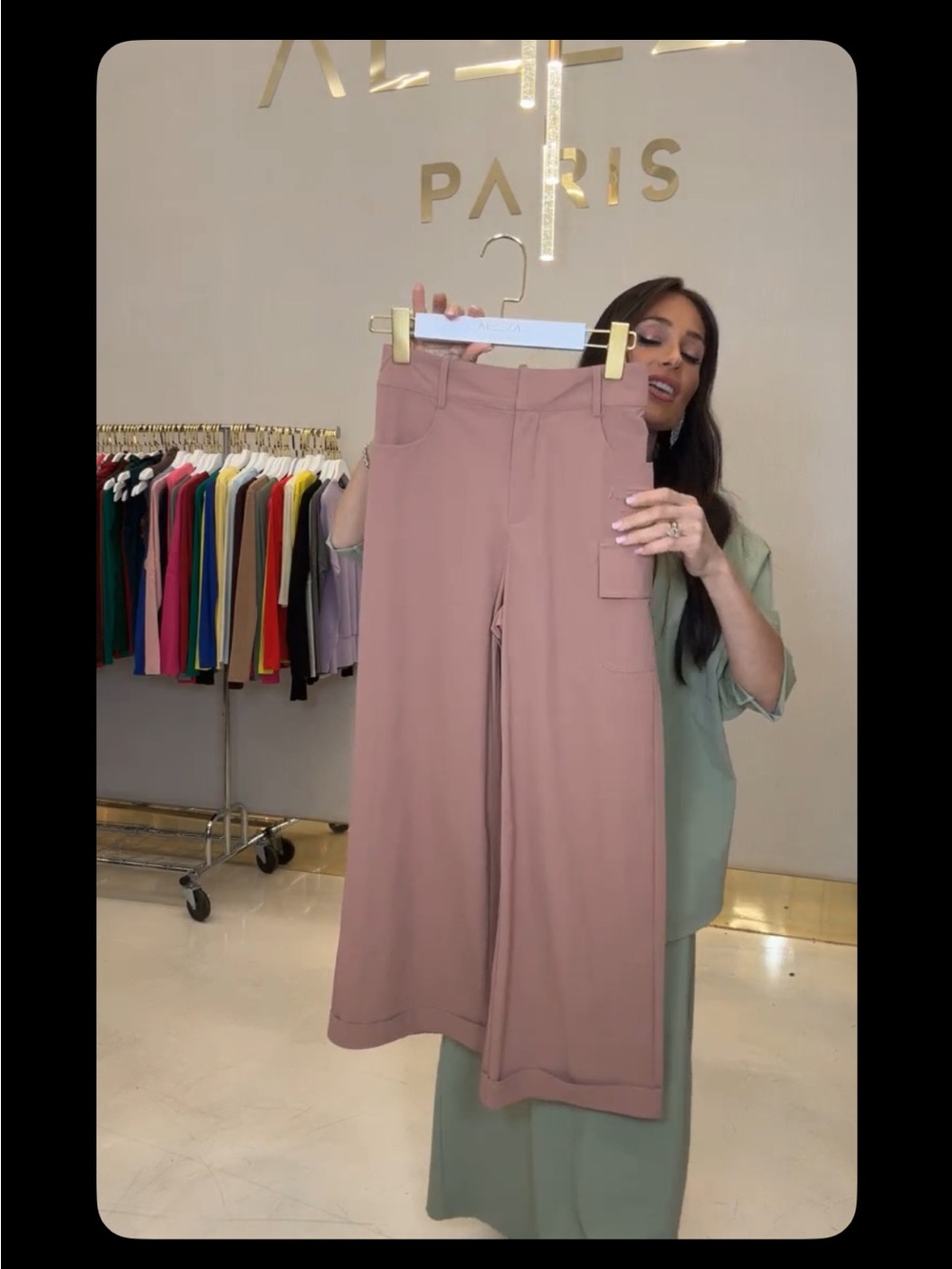 Aleeza Paris - Wide-Leg Utility Pants in Dusty Rose 28” length - Picture 2 of 3